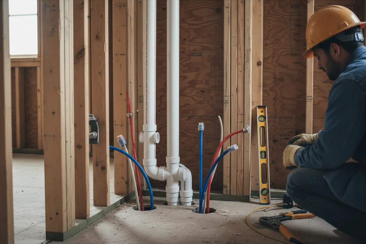 Drain and supply rough-in during Sump Pump Repair in Williams
